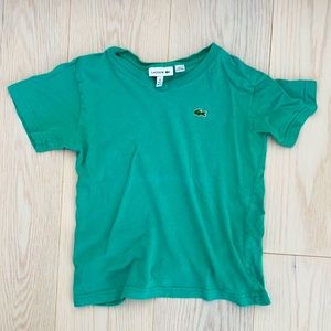 Lacoste boys v-neck tee shirt green size 6